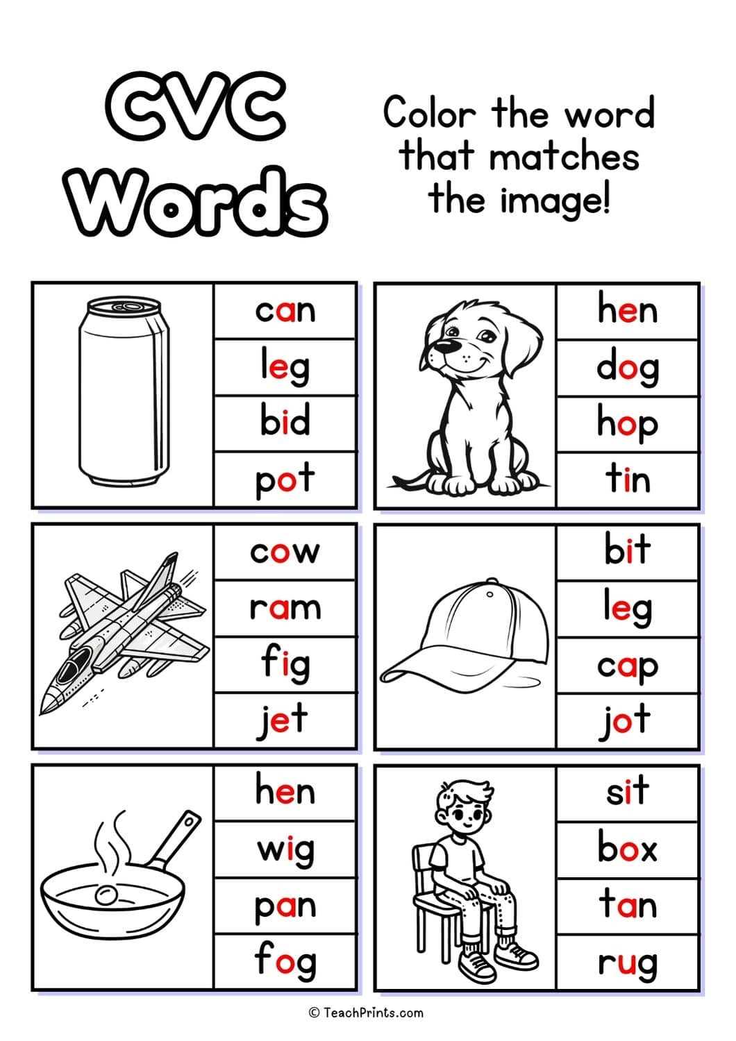 cvc worksheet printable