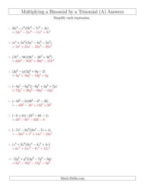 binomial factoring worksheet