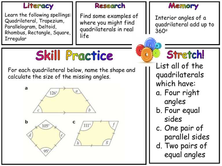 missing angles of quadrilaterals worksheet