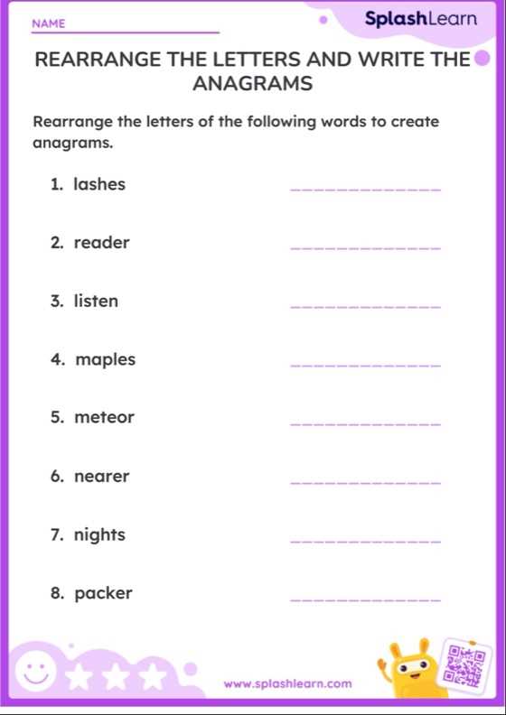 anagrams worksheet