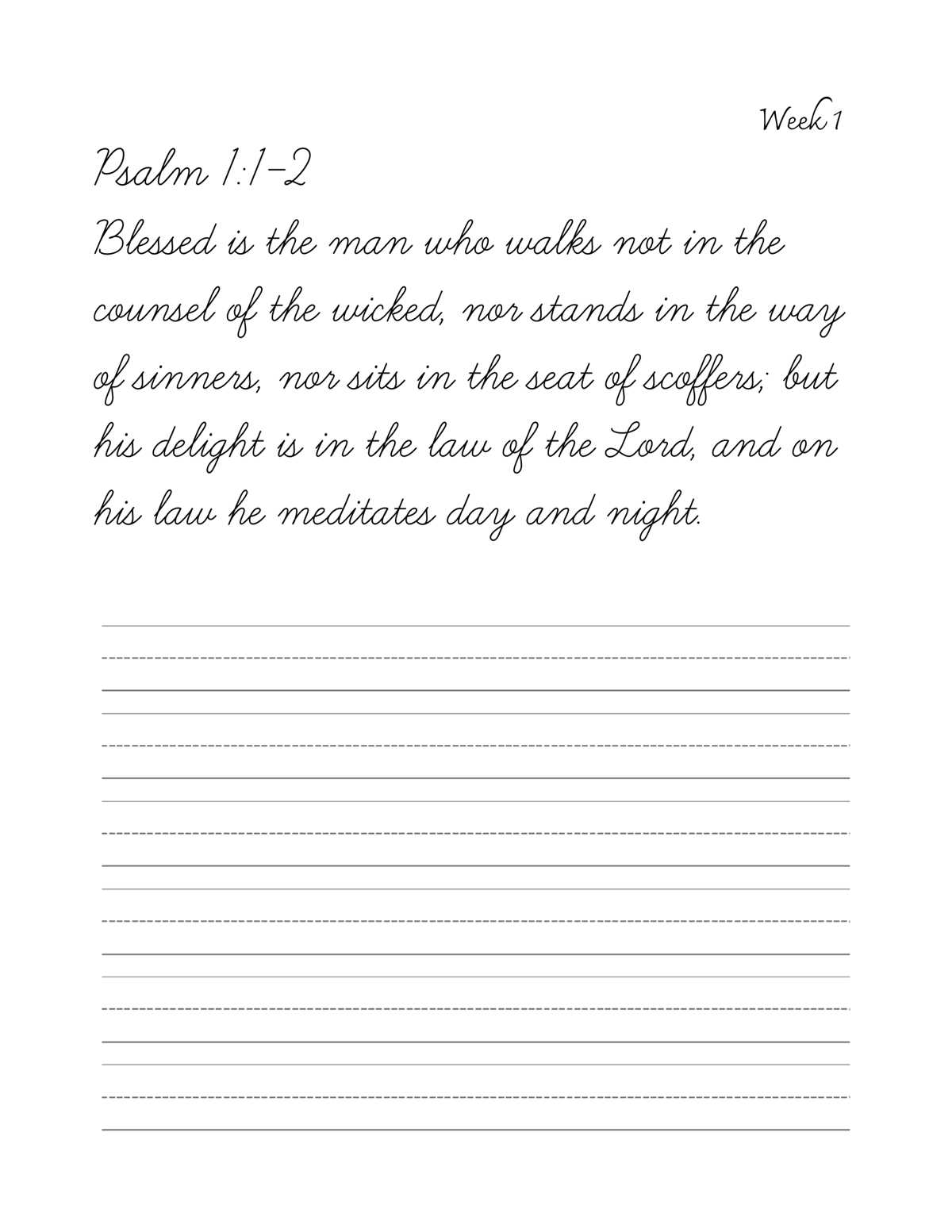 cursive copywork worksheets