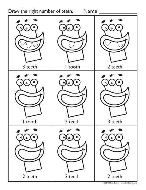 teeth counting worksheet