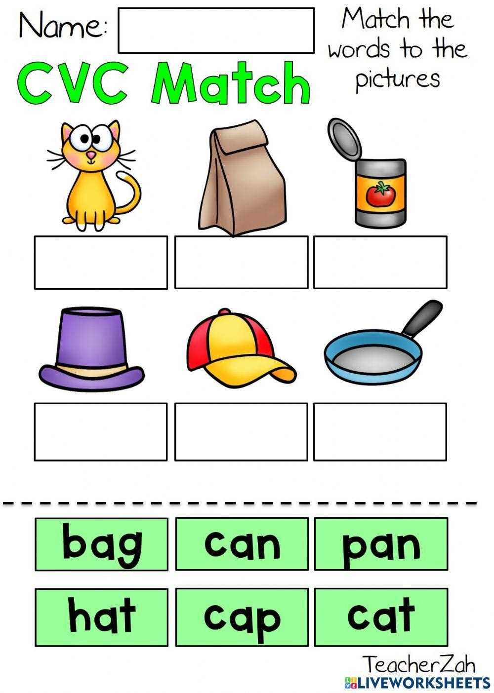 cvc find and match worksheets