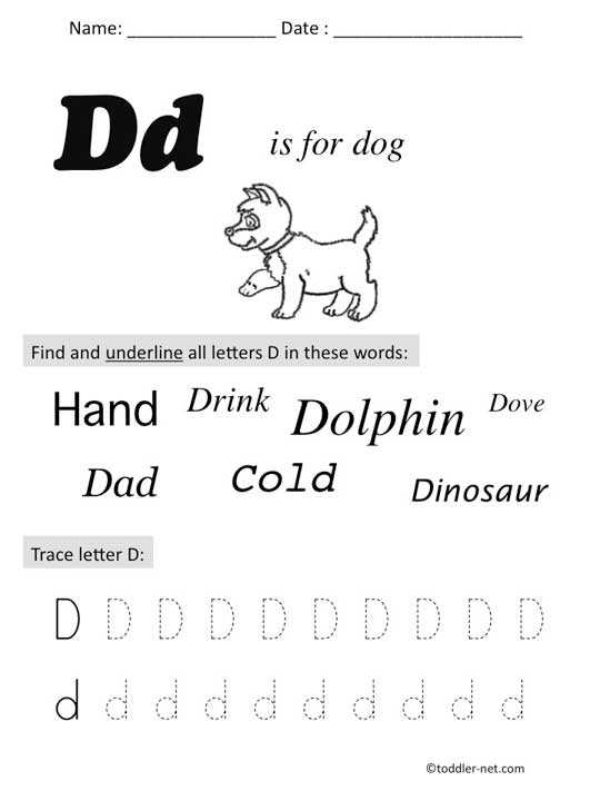 free printable letter d worksheets for preschool