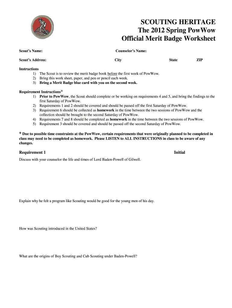 cub scout merit badge worksheets