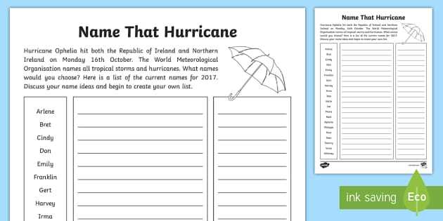 free hurricane worksheets