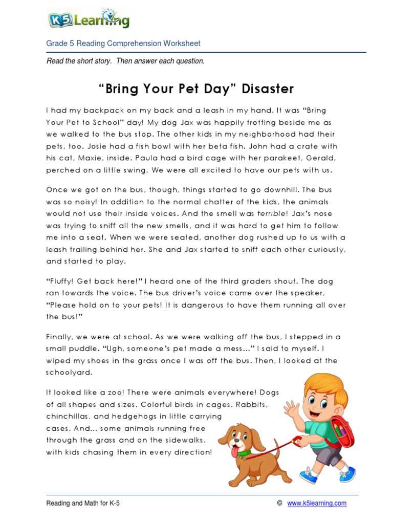 k 5 reading comprehension worksheets