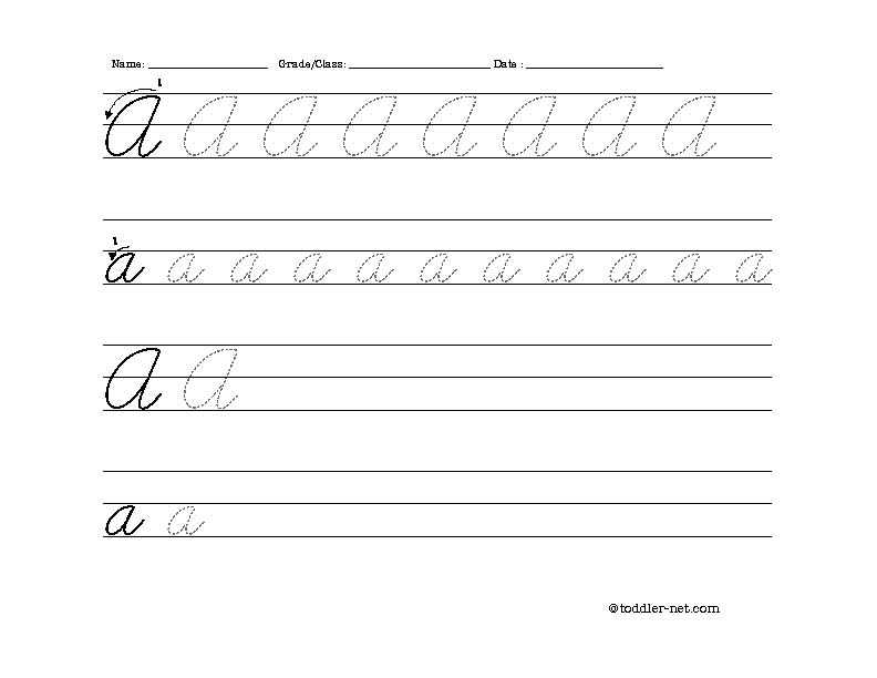 letter a handwriting worksheets