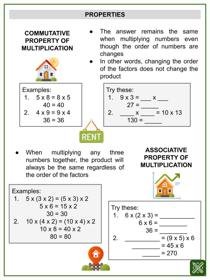 multiplication properties worksheet