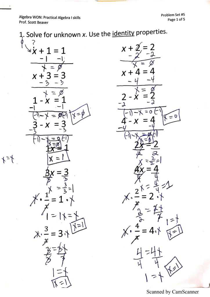algebra properties worksheet