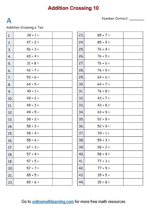 adding with 10 worksheet