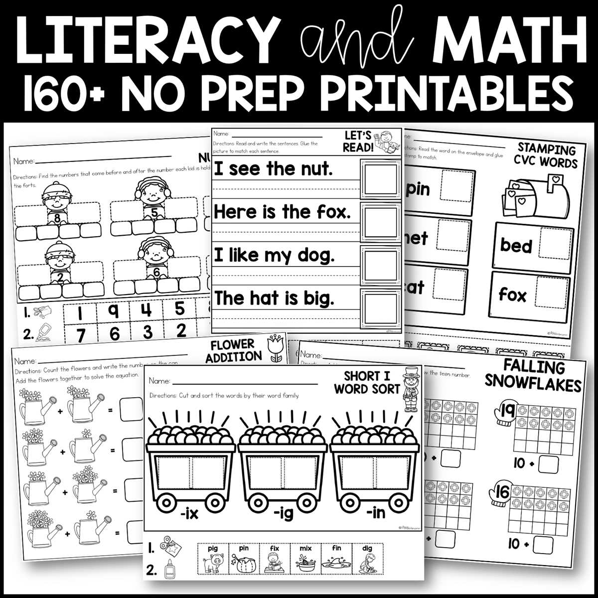 literacy worksheets for kindergarten
