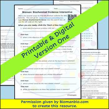biochemical evidence of evolution worksheet
