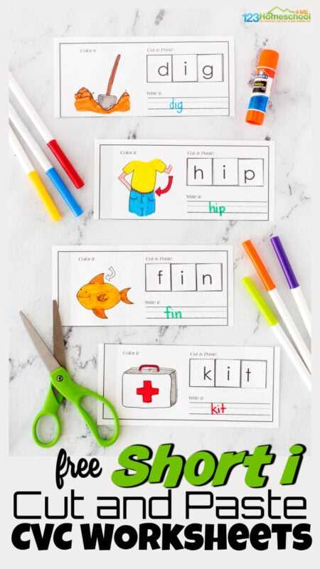 cvc cut and paste worksheets free