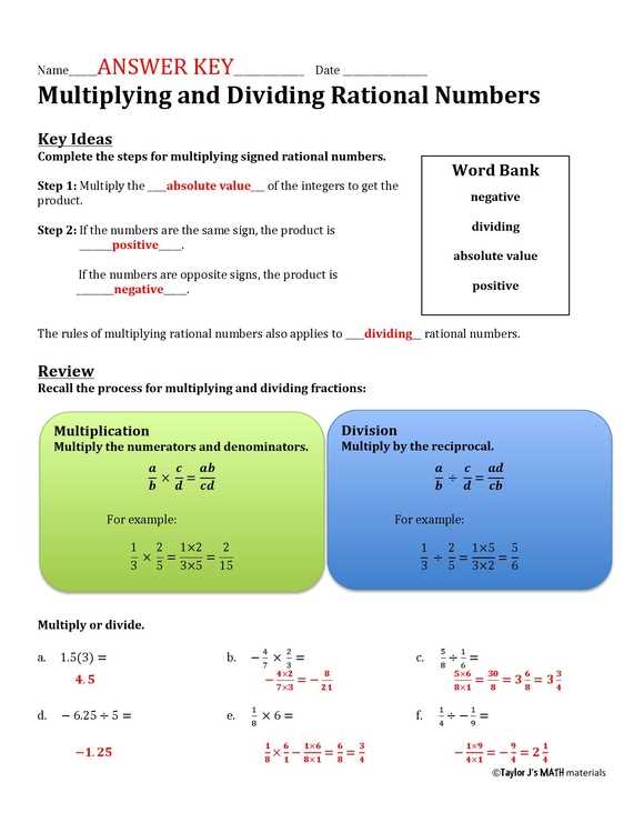 division of rational numbers worksheet