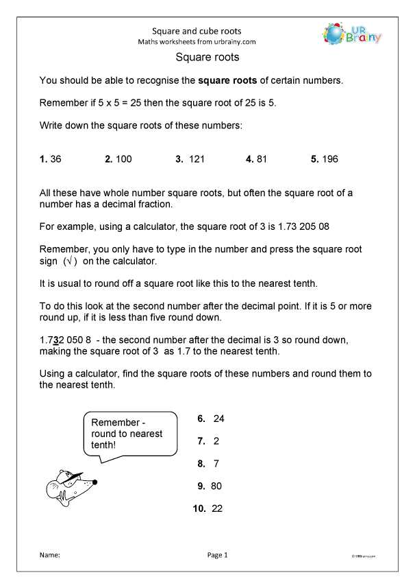 square roots worksheets