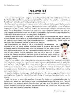 8th grade comprehension worksheets
