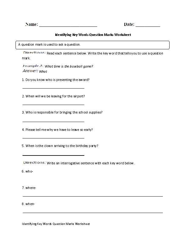 keyword worksheet