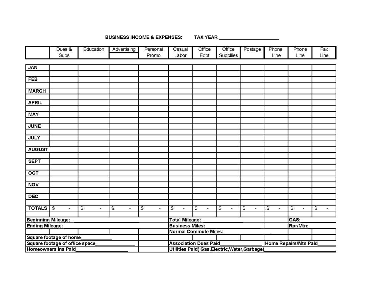 small business expense worksheet