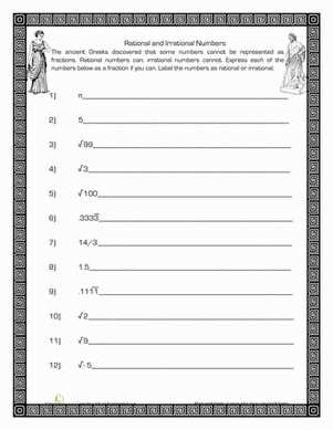 worksheet rational and irrational numbers worksheet rational and irrational numbers