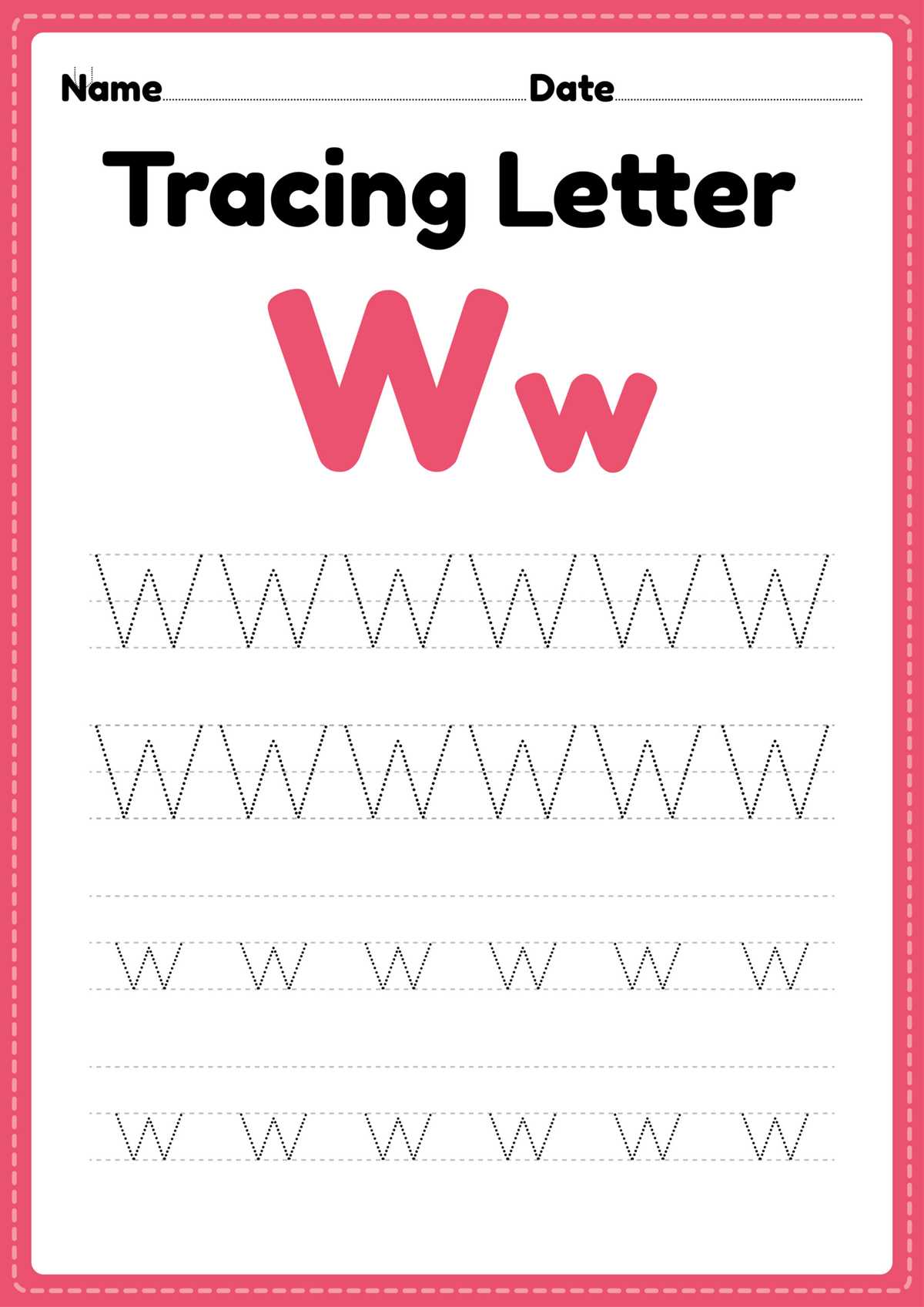 worksheets for the letter w