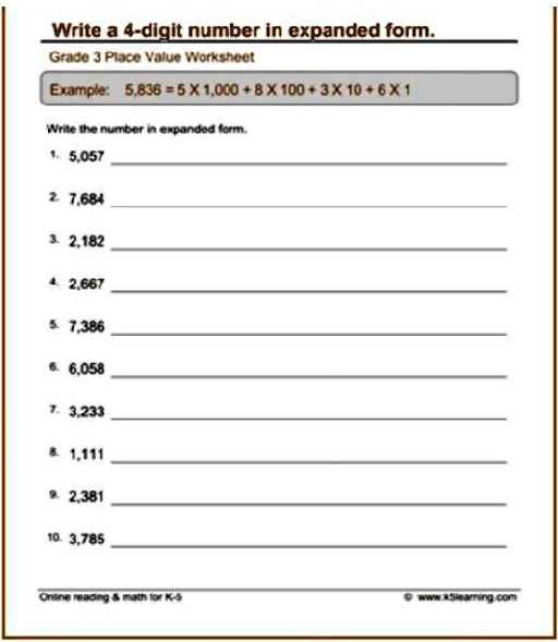 numbers in expanded form worksheets