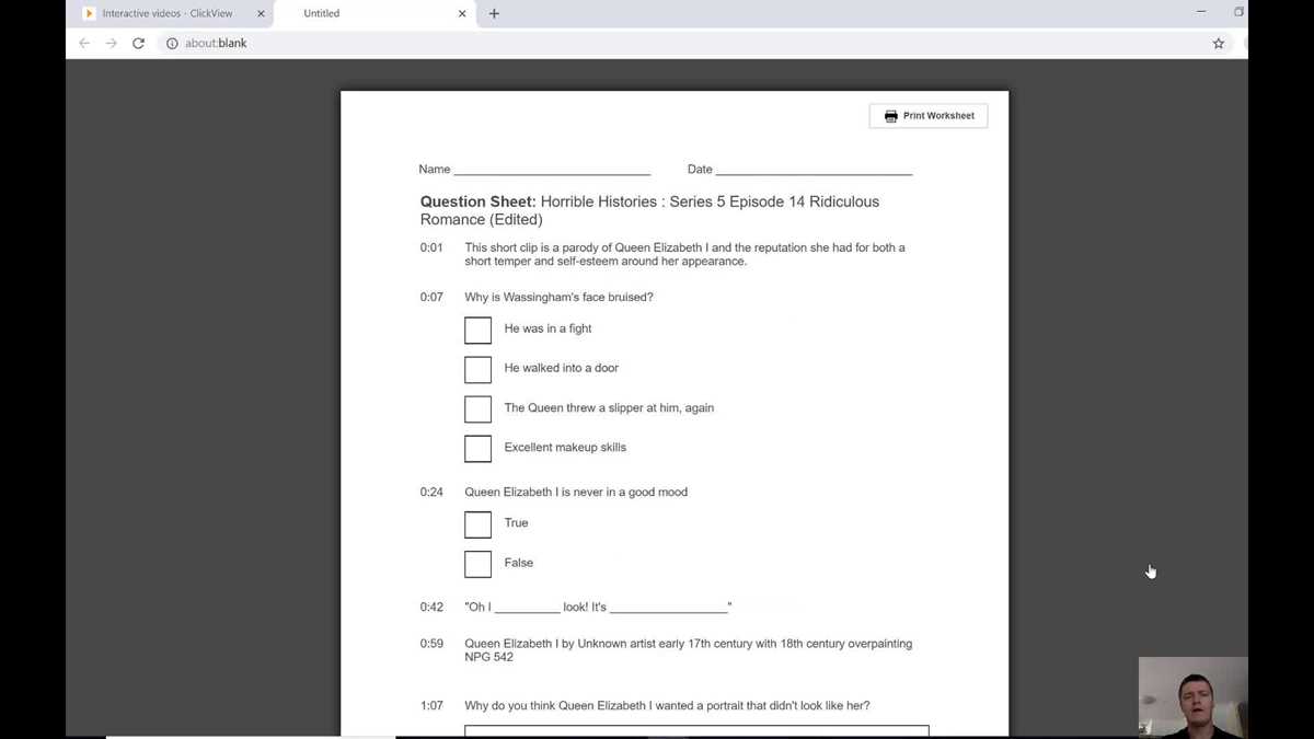 click view worksheets