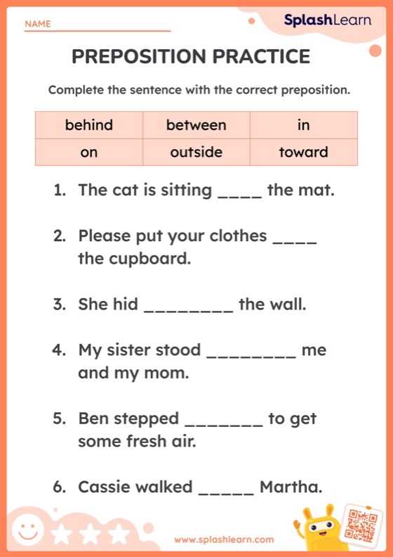 preposition practice worksheets