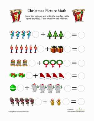 kindergarten christmas math worksheets