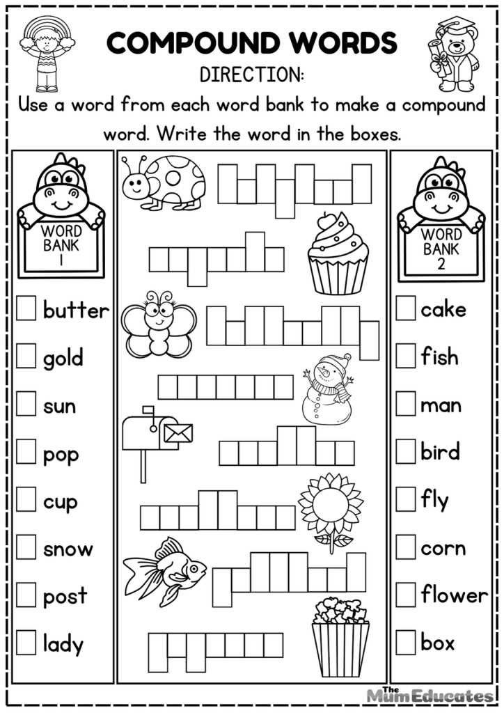 kindergarten compound words worksheet