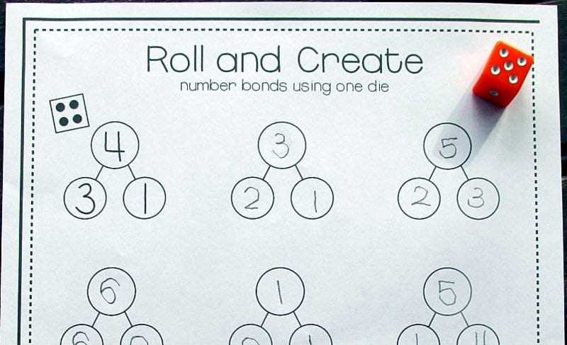 kindergarten number bond worksheets