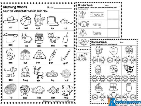 kindergarten rhyming words worksheets