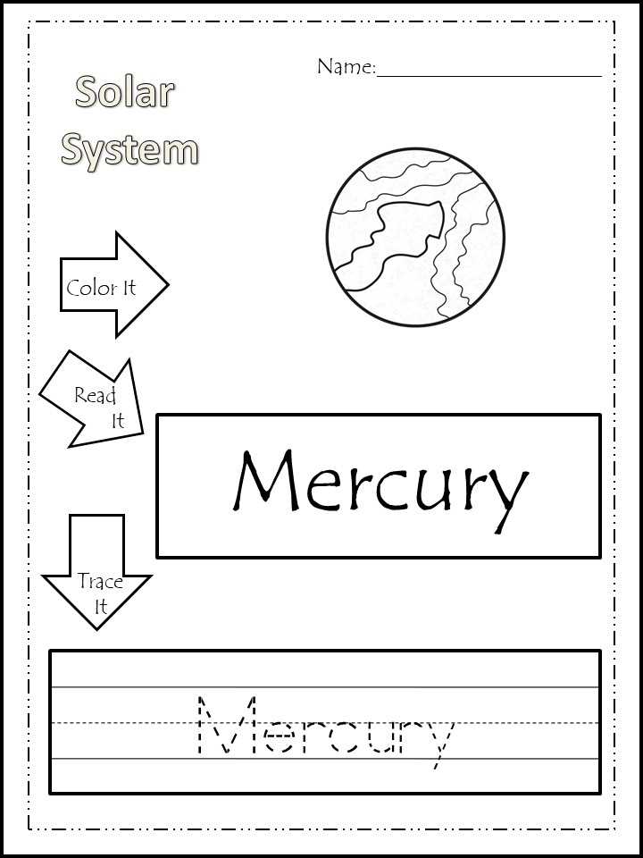 kindergarten solar system worksheets