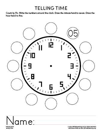 kindergarten telling time worksheets
