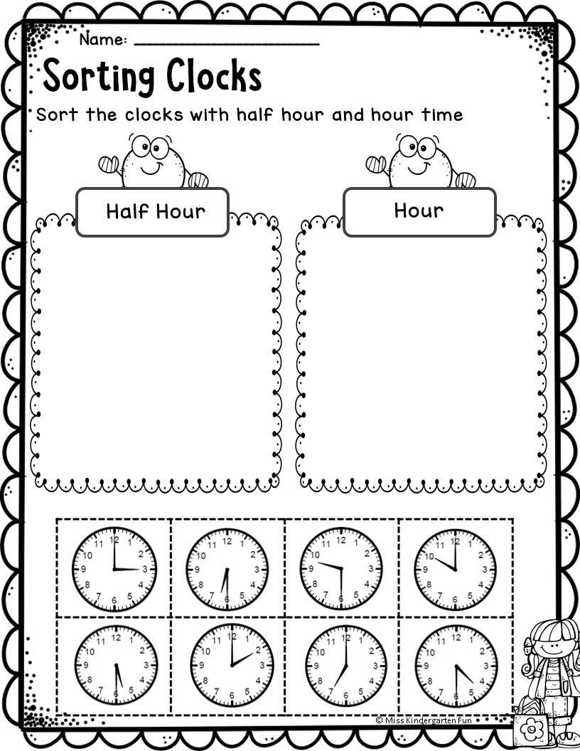 kindergarten time worksheets