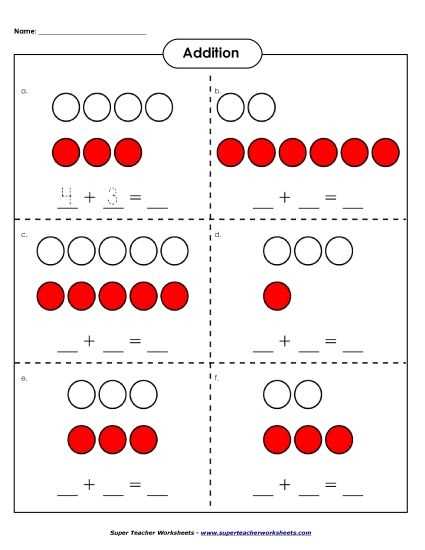 kindergarten worksheets addition