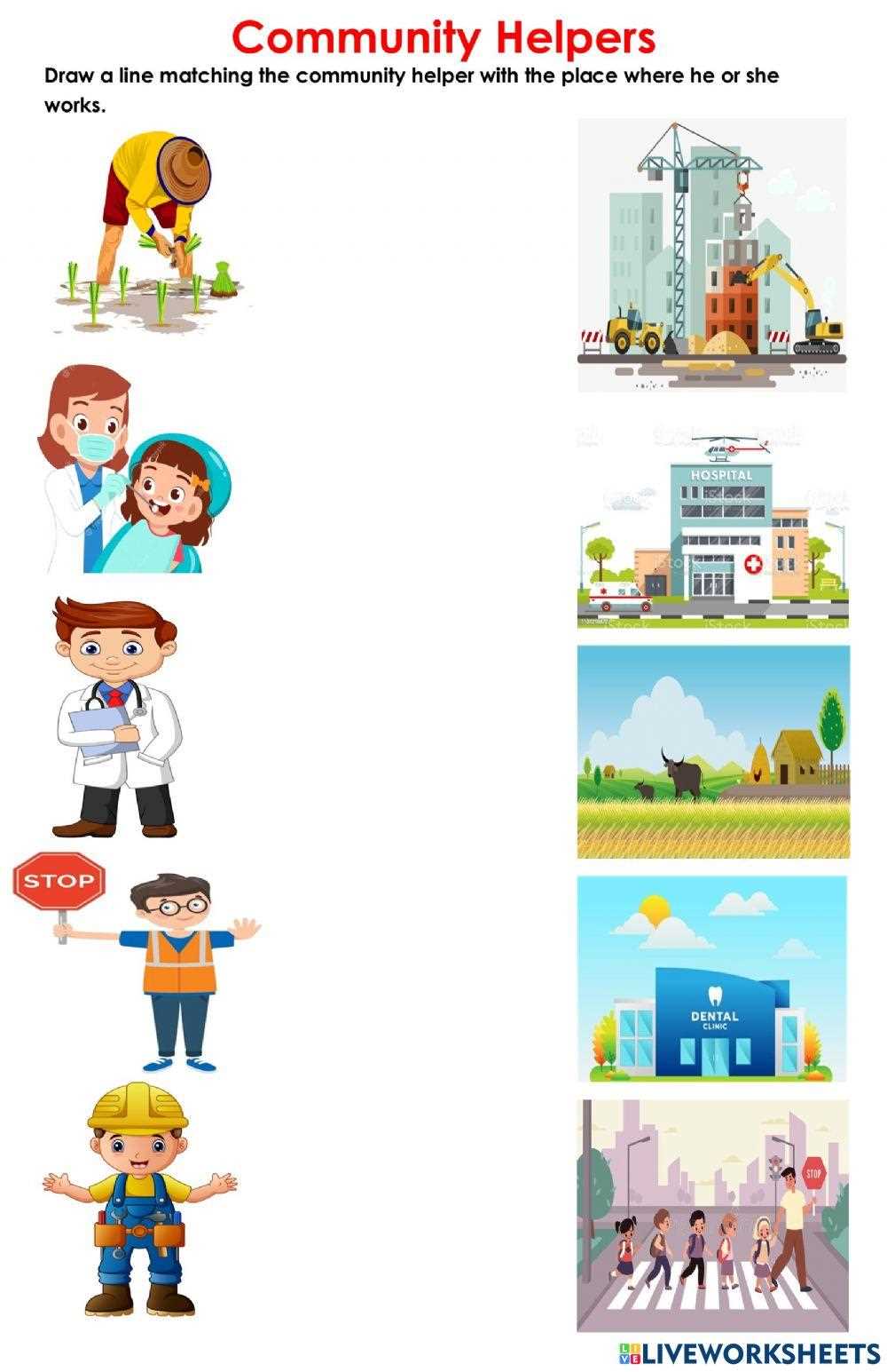 kindergarten worksheets community helpers