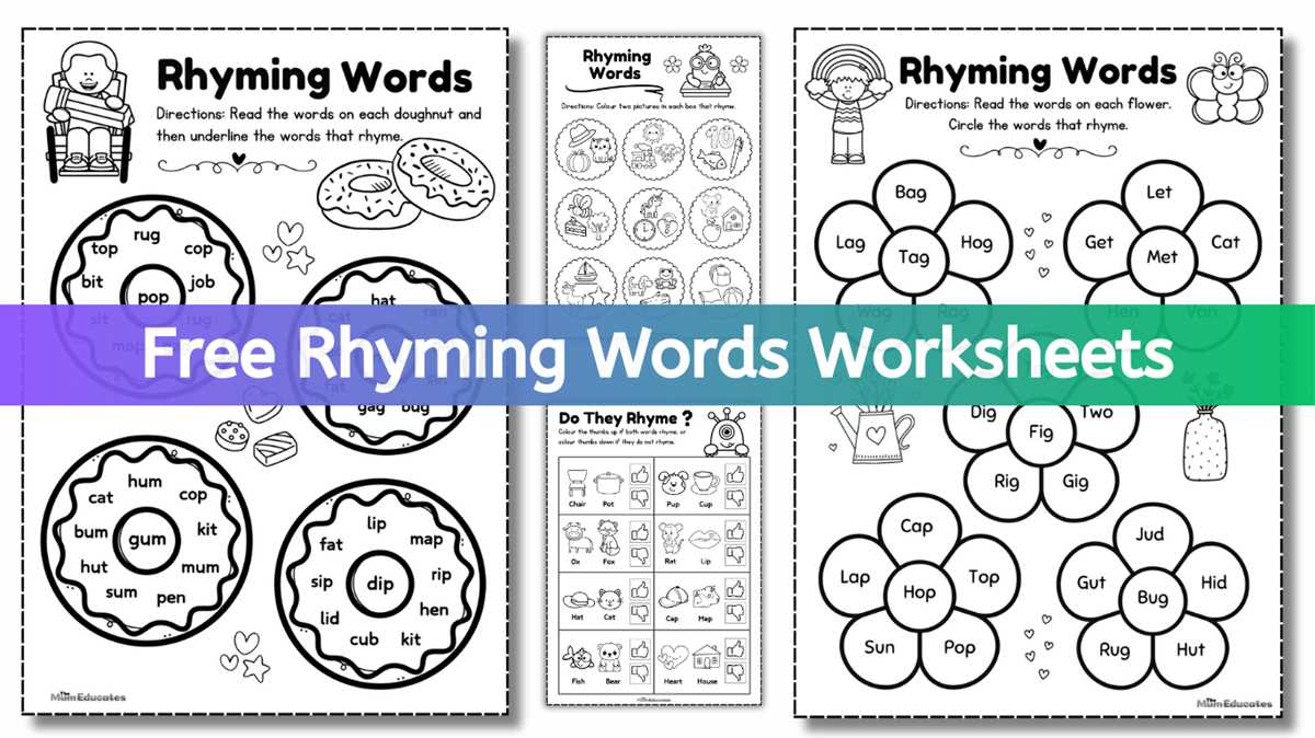 kindergarten worksheets rhyming words