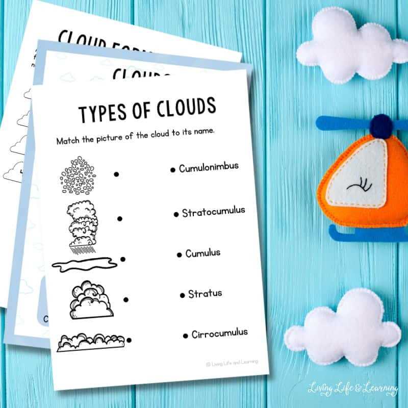 kinds of clouds worksheet