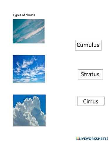 kinds of clouds worksheet