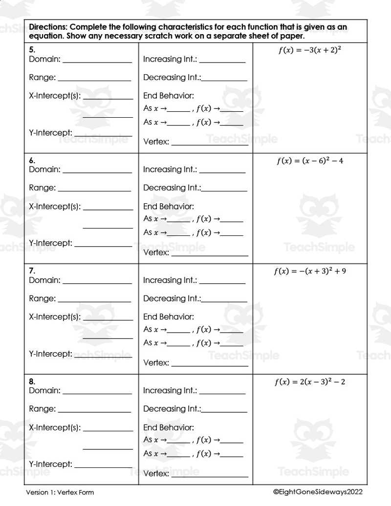 characteristics of functions worksheet characteristics of functions worksheet