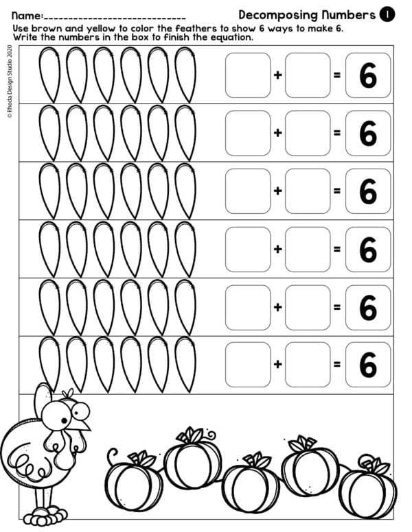 number bonds worksheets kindergarten