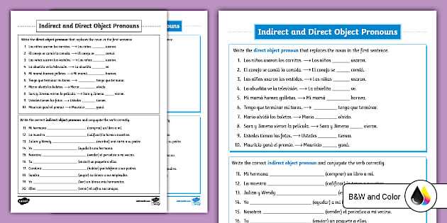 indirect object pronouns in spanish worksheet