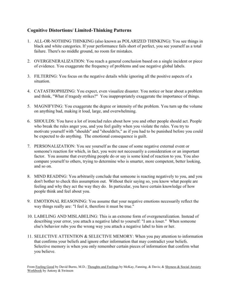catastrophizing cognitive distortion worksheet