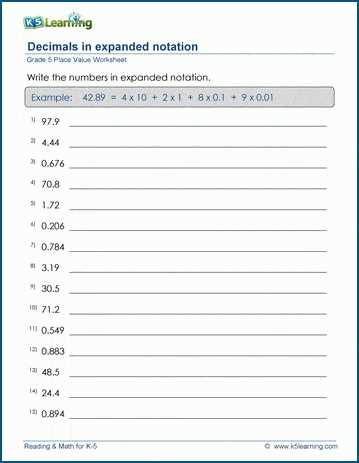expanded form 5th grade worksheets