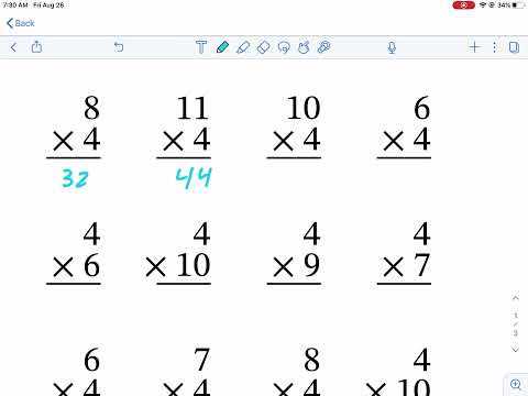 multiplying by 4 worksheet
