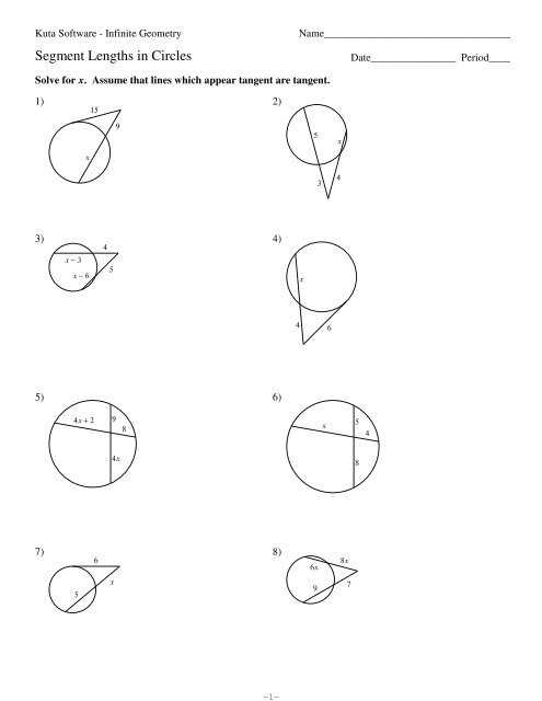 tangents of circles worksheet