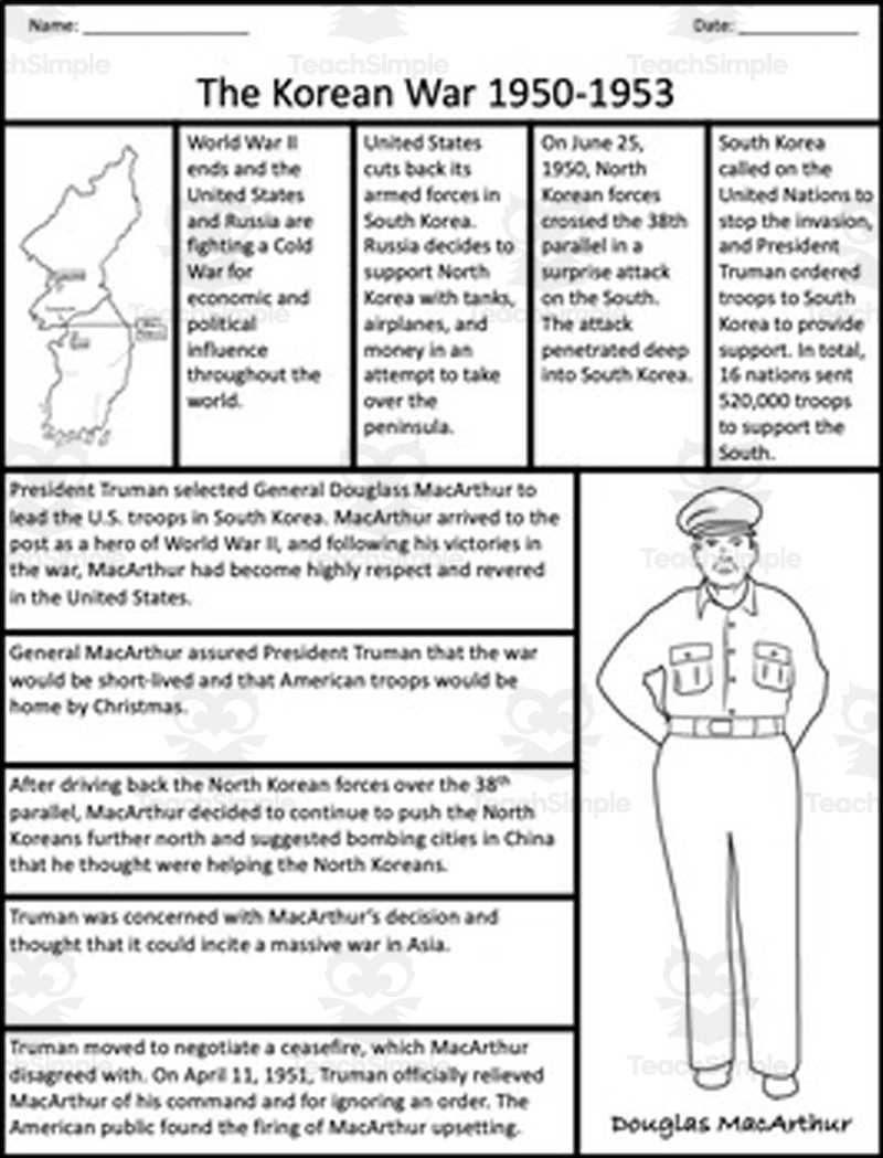 korean war worksheet