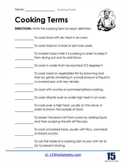 baking basics worksheet
