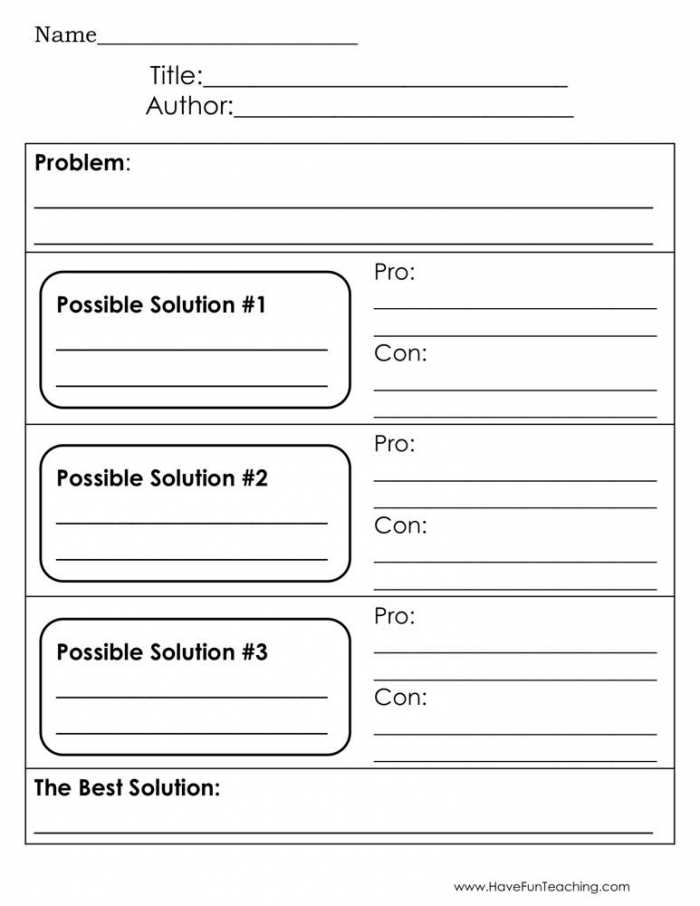 problem and solution worksheets